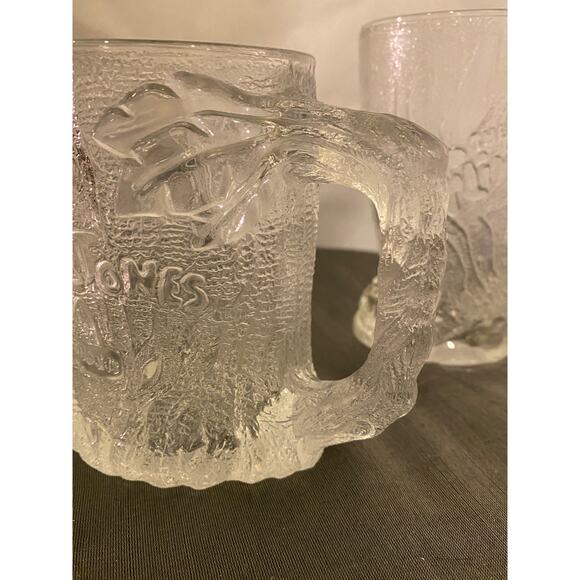 Set of 2 clear glass Flintstones "Roc McDonald" Mugs 1993 McD,Inc. 2 designs EUC - Picture 9 of 16